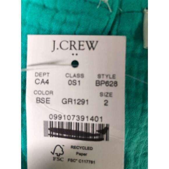 J. Crew Factory Dress Gauze Flutter Sleeve Tiered Mini Bright Seafoam  NWT 2 - Picture 8 of 11